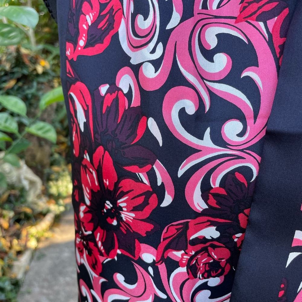 Silk Scarf Rectangular Double Sided -2 Layer, Ros… - image 3